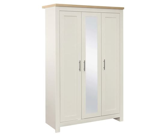 Highgate 3 Door Wardrobe With Mirror - Cream