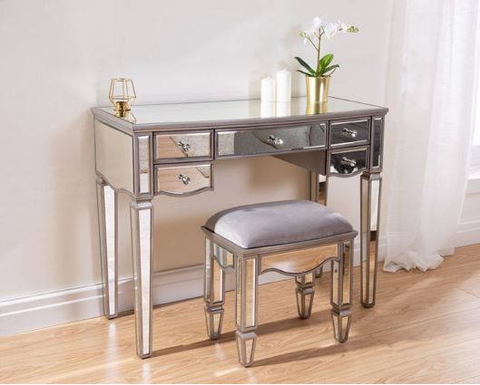 Elysee 5 Drawer Dressing Table - Mirrored