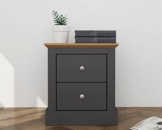 Devon Bedside Cabinet Charcoal - Grey