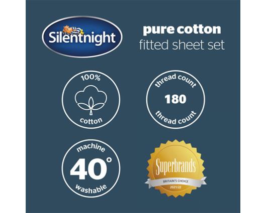 Single - Silentnight Pure Cotton Fitted Sheet - White