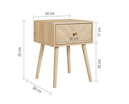 Herringford 1 Drawer Bedside - Oak