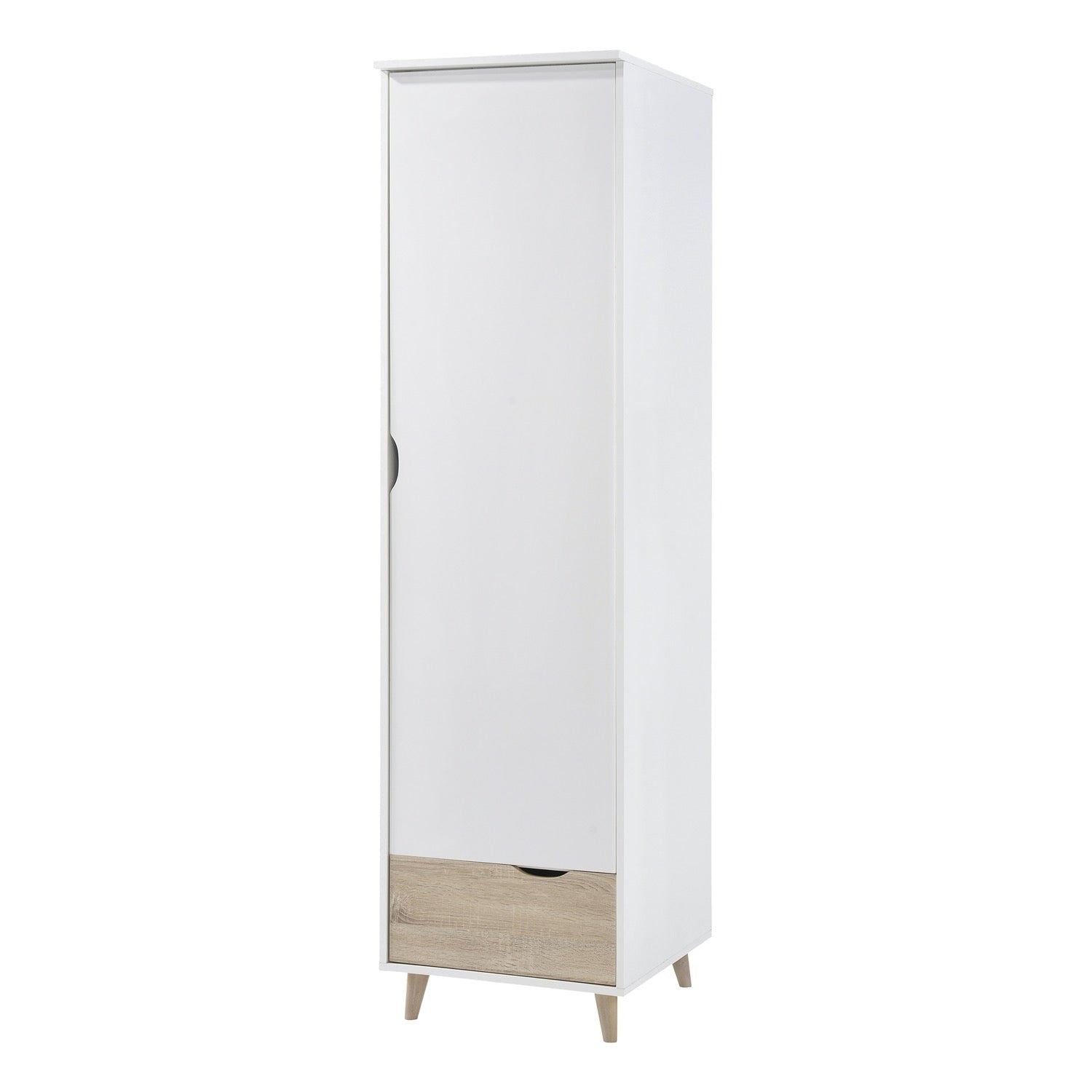 Stockholm 1 Door Wardrobe White - Oak