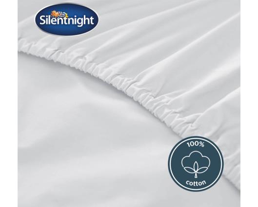 Double - Silentnight Pure Cotton Extra Deep Fitted Sheet - White