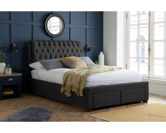 Valentino Bed With Drawers Charcoal