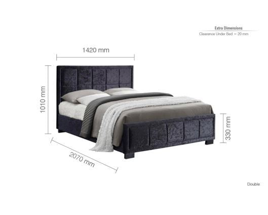 Hannover Bed - Black Crushed Velvet