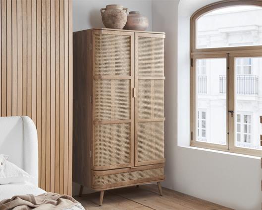 Noah 2 Door Rattan Wardrobe