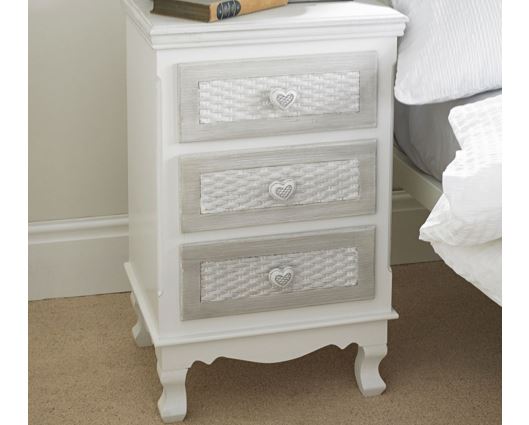 Brittany 3 Drawer Bedside - White