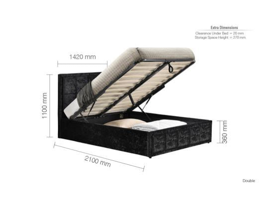 Hannover Ottoman Bed - Black Crushed Velvet