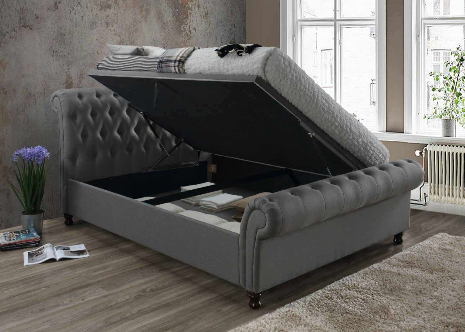 Castello Side Ottoman Bed Grey