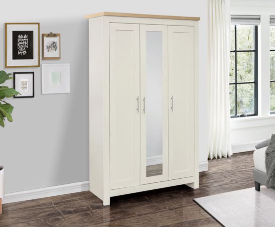 Highgate 3 Door Wardrobe With Mirror - Cream