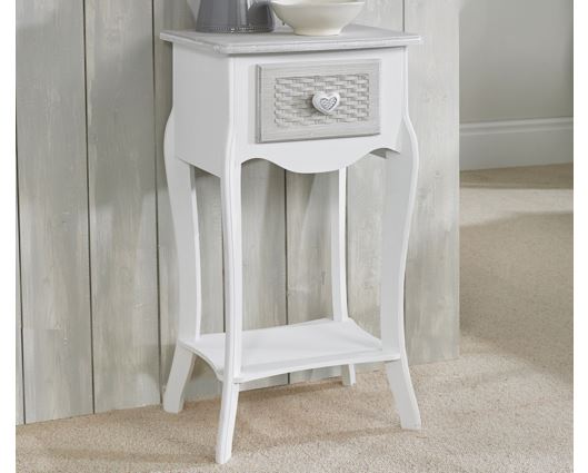 Brittany 1 Drawer Bedside - White