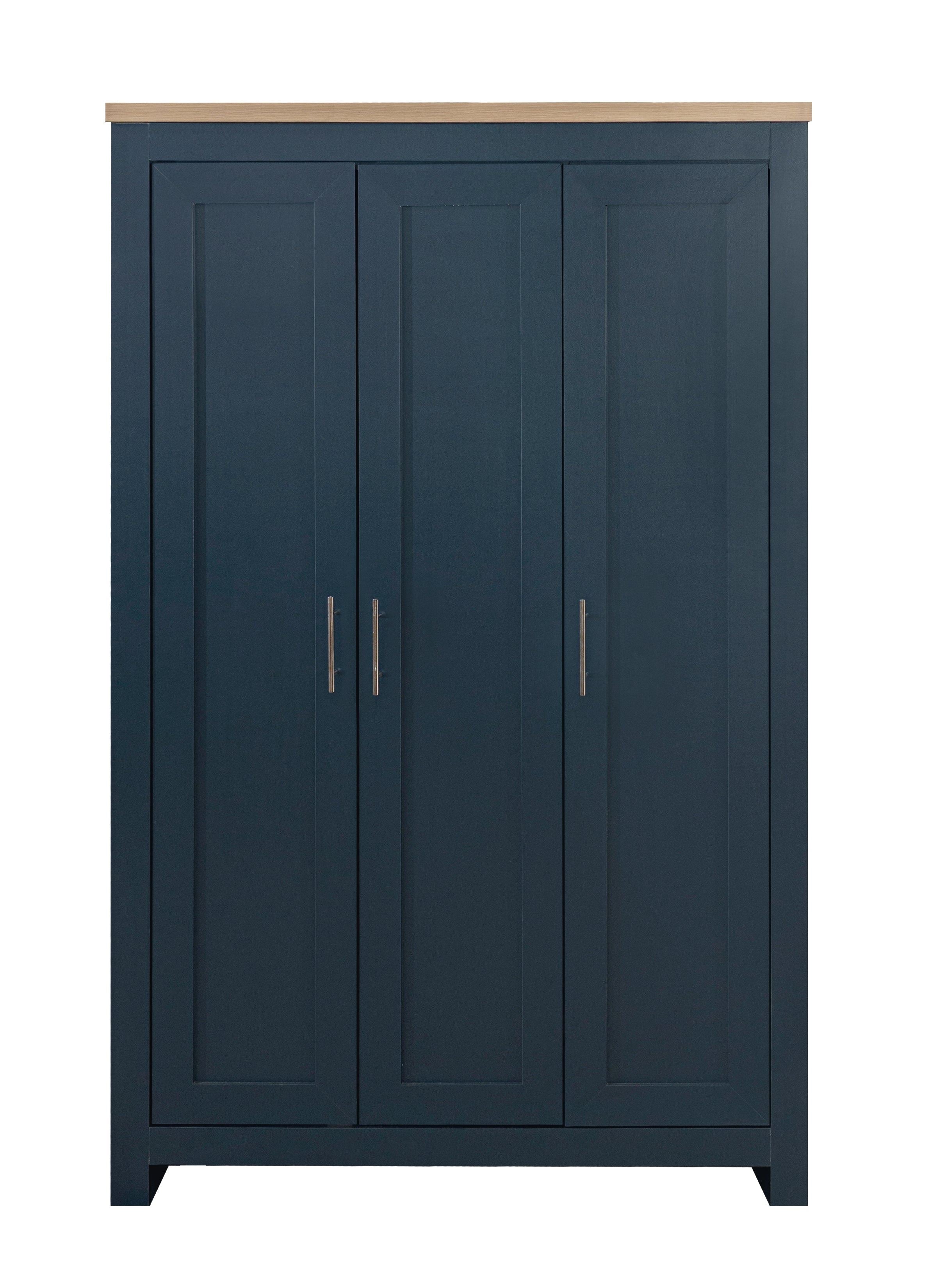 Highgate 3 Door Wardrobe - Blue/Oak