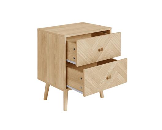 Herringford 2 Drawer Bedside - Oak