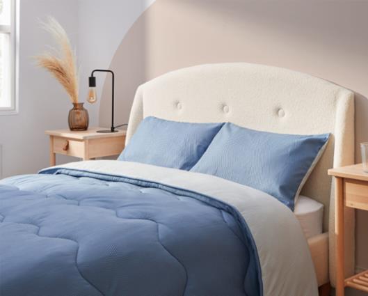 Single - Silentnight Summer Breeze Seersucker Coverless Duvet 2.5 Tog Blue/Light Grey