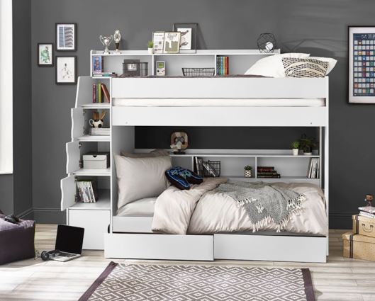 Camelot Staircase Bunk - White