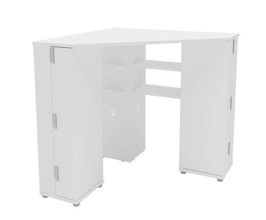 Olivia Corner Dressing Table With Storage - White