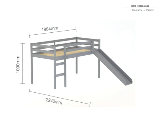 Frankie Midi Sleeper With Slide - Grey