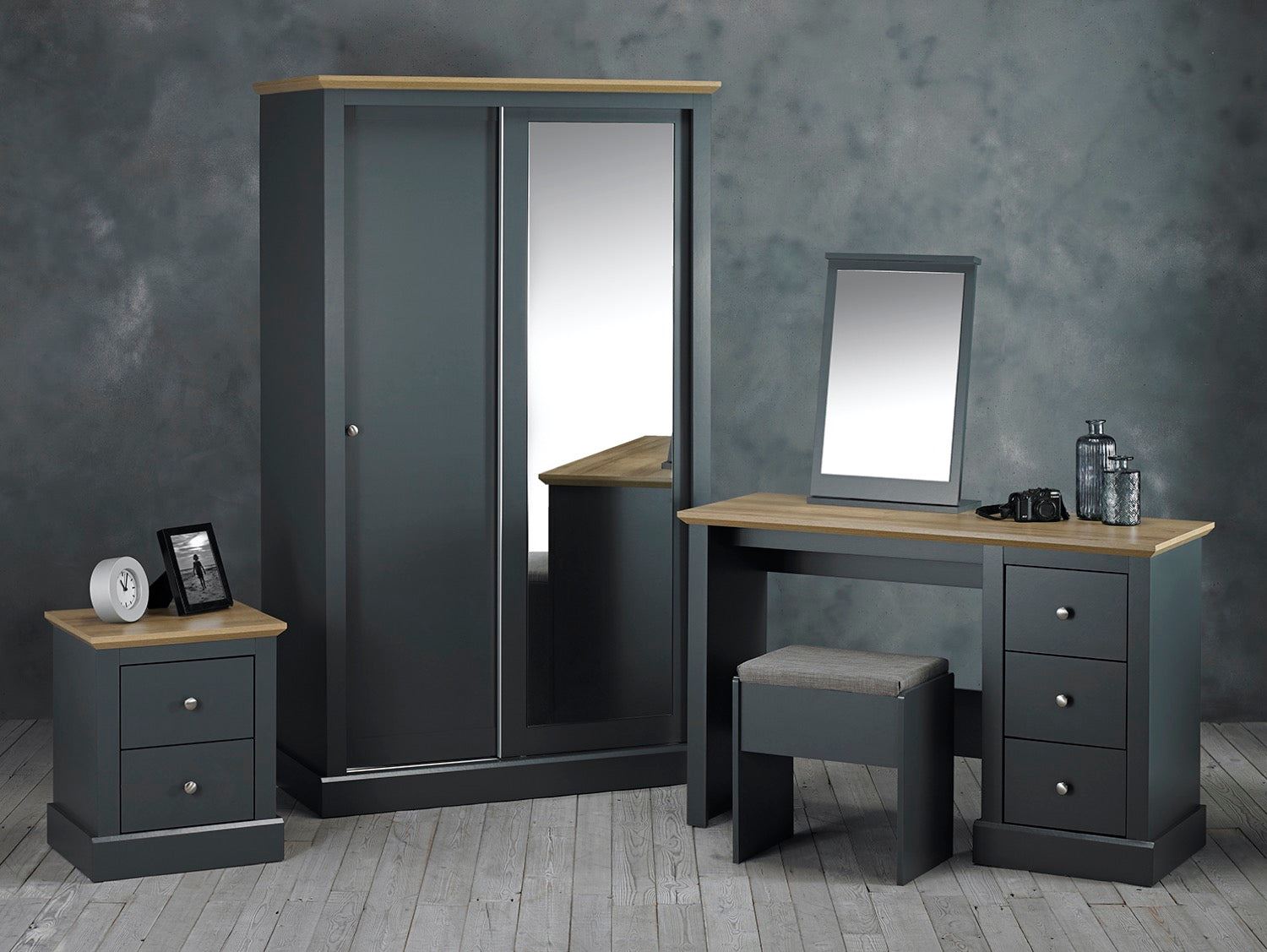 Devon Dressing Table Set Charcoal - Grey