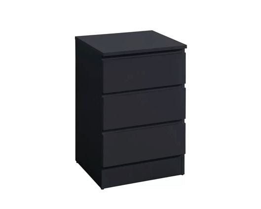 Oslo 3 Drawer Bedside - Black