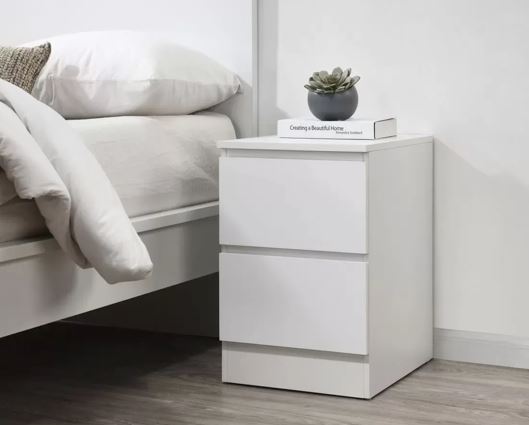 Oslo 2 Drawer Bedside - White