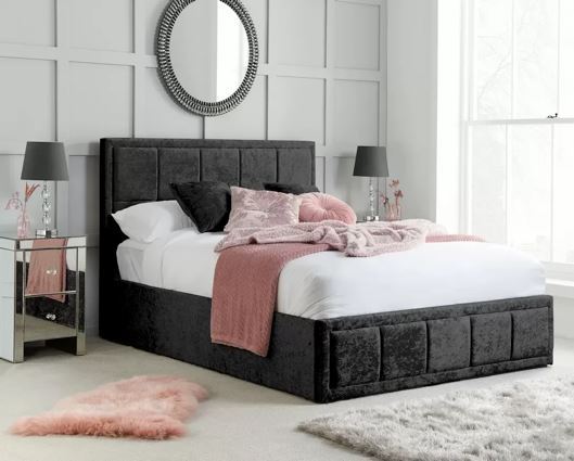 Hannover Ottoman Bed - Black Crushed Velvet