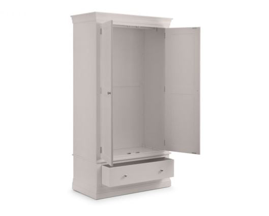 Clermont 2 Door 1 Drawer Wardrobe - Light - Grey