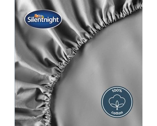 Single - Silentnight Pure Cotton Fitted Sheet - Charcoal