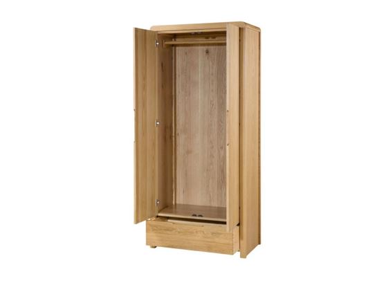 Curve 2 Door 1 Drawer Wardrobe - Oak