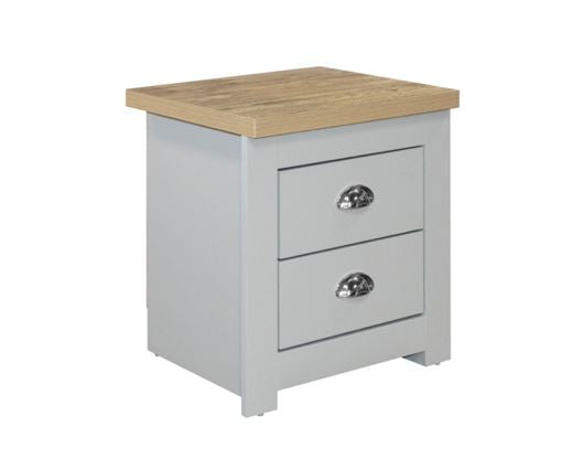 Highgate 2 Drawer Bedside - Grey