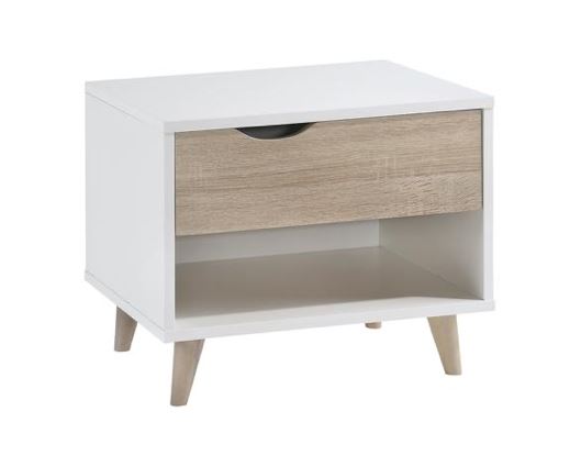 Stockholm 1 Drawer Bedside White - Oak