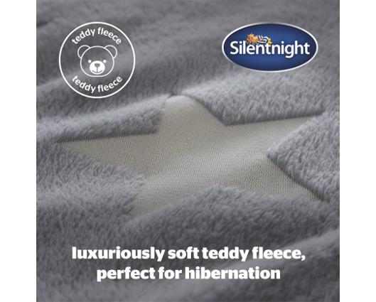 Double - Silentnight Grey Glow In The Dark Teddy Fleece Duvet Set