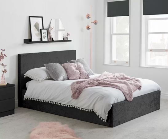 Berlin Ottoman Bed - Black Crushed Velvet