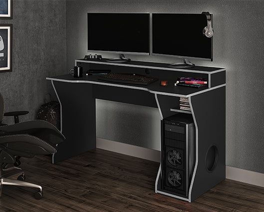 Enzo Gaming Computer Desk - Black & Silver