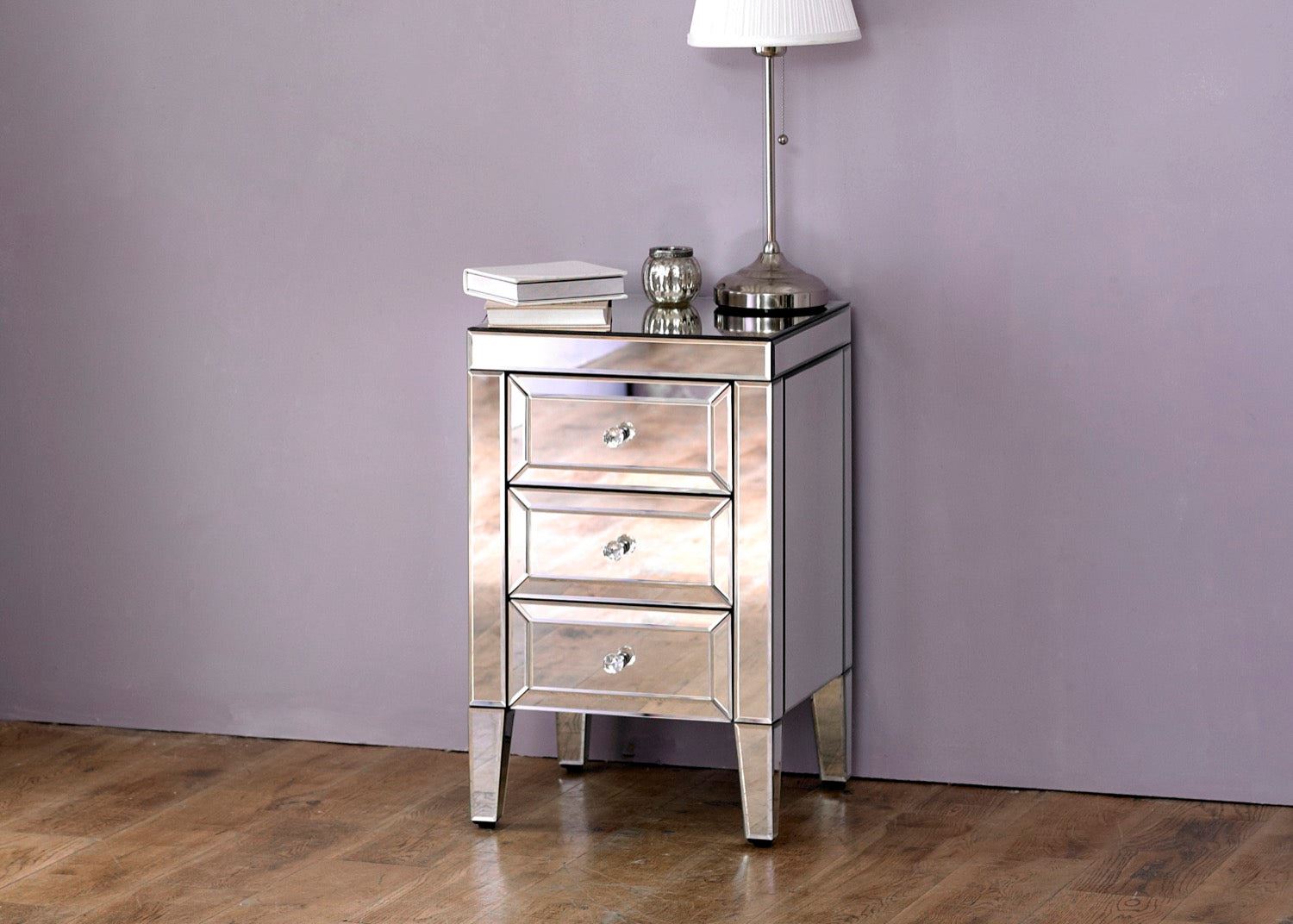 Valencia 3 Drawer Bedside - Mirrored