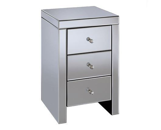 Seville 3 Drawer Bedside - Mirrored