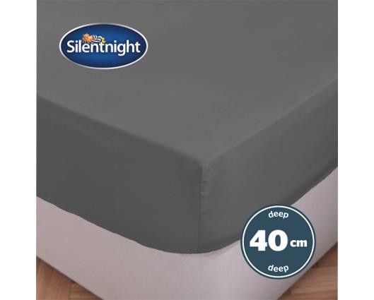 Double - Silentnight Pure Cotton Extra Deep Fitted Sheet - Charcoal