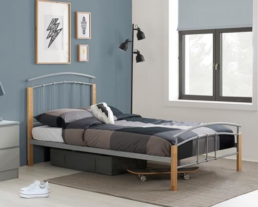 Tetras Bed Frame Silver & - Oak