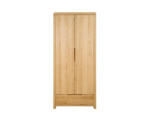 Curve 2 Door 1 Drawer Wardrobe - Oak