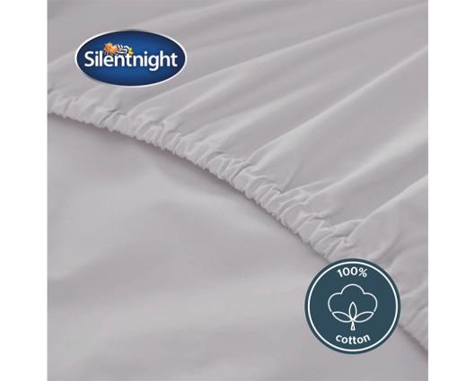 Superking - Silentnight Pure Cotton Extra Deep Fitted Sheet - Silver