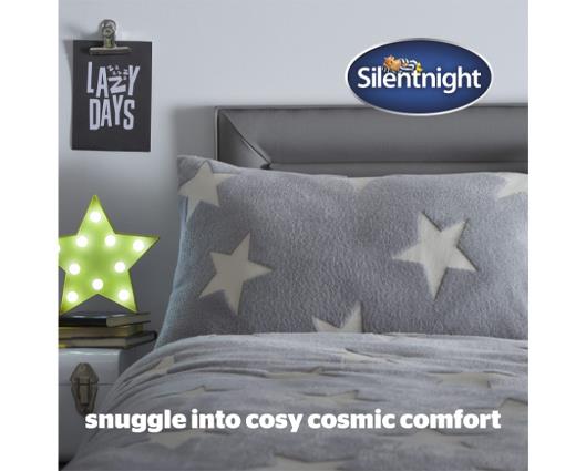 Single - Silentnight Grey Glow In The Dark Teddy Fleece Duvet Set