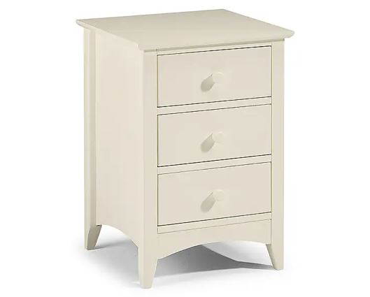 Cameo 3 Drawer Bedside - White