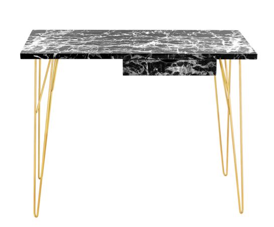 Fusion Desk Black Marble - Black & Gold