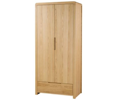 Curve 2 Door 1 Drawer Wardrobe - Oak