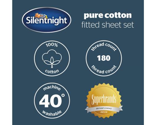 Single - Silentnight Pure Cotton Fitted Sheet - Charcoal