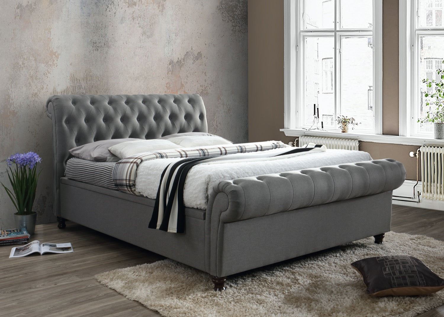 Castello Side Ottoman Bed Grey