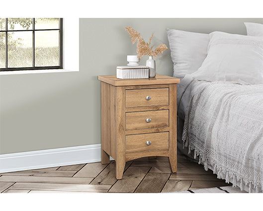 Hampstead 3 Drawer Bedside - Oak