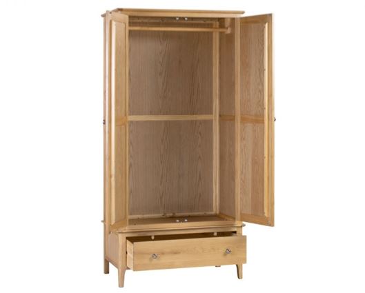 Cotswold 2 Door 1 Drawer Wardrobe - Oak