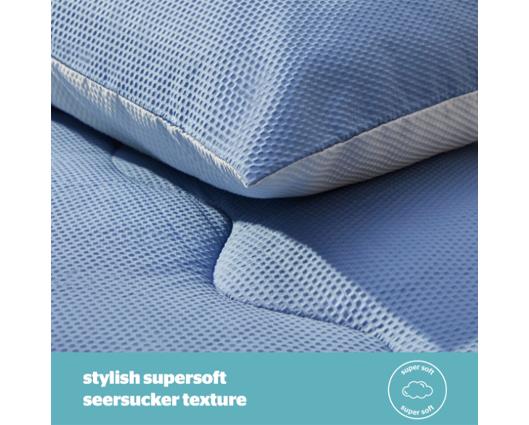 Superking - Silentnight Summer Breeze Seersucker Coverless Duvet 2.5 Tog Blue/Light Grey