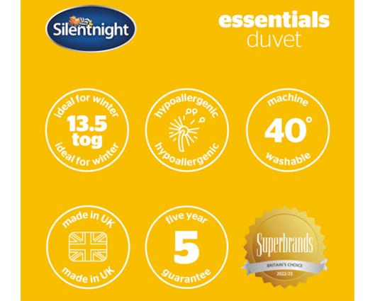 Double - Silentnight Hollowfibre Duvet - 13.5 Tog