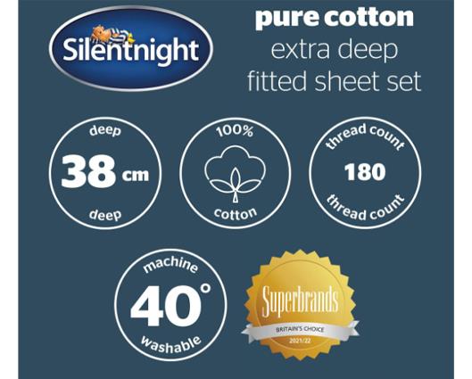 Single - Silentnight Pure Cotton Extra Deep Fitted Sheet - White